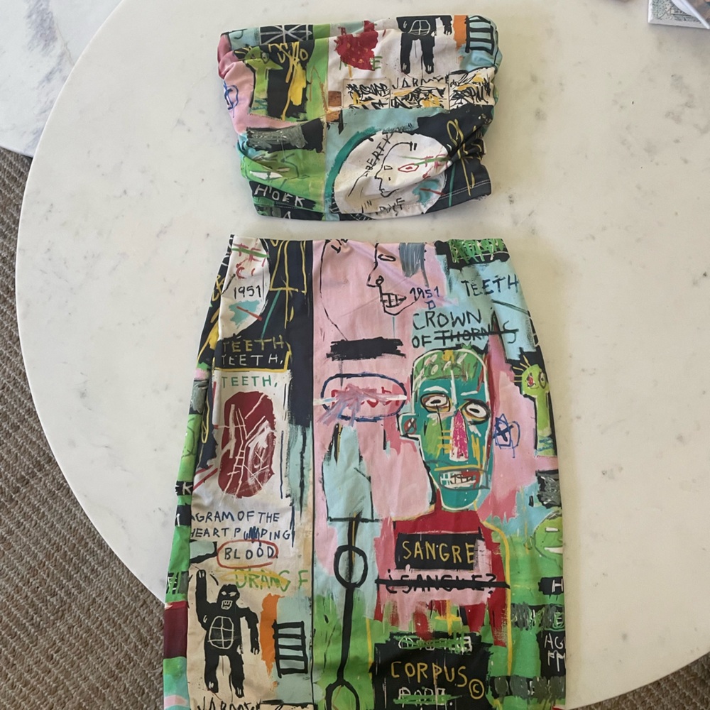 Colorful Graphic Print Skirt and Top Set